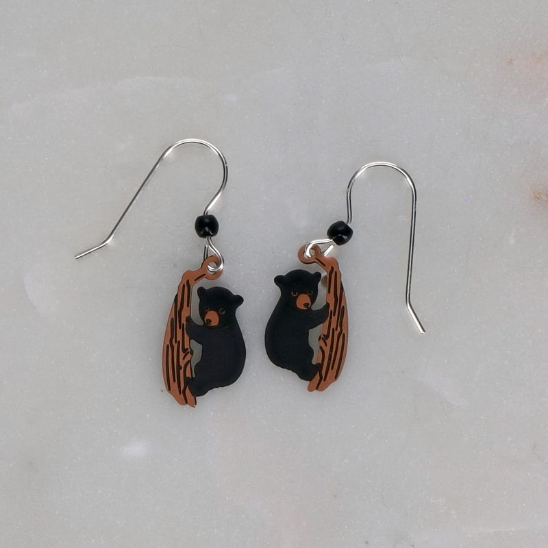 Bear Cub on Tree Earrings