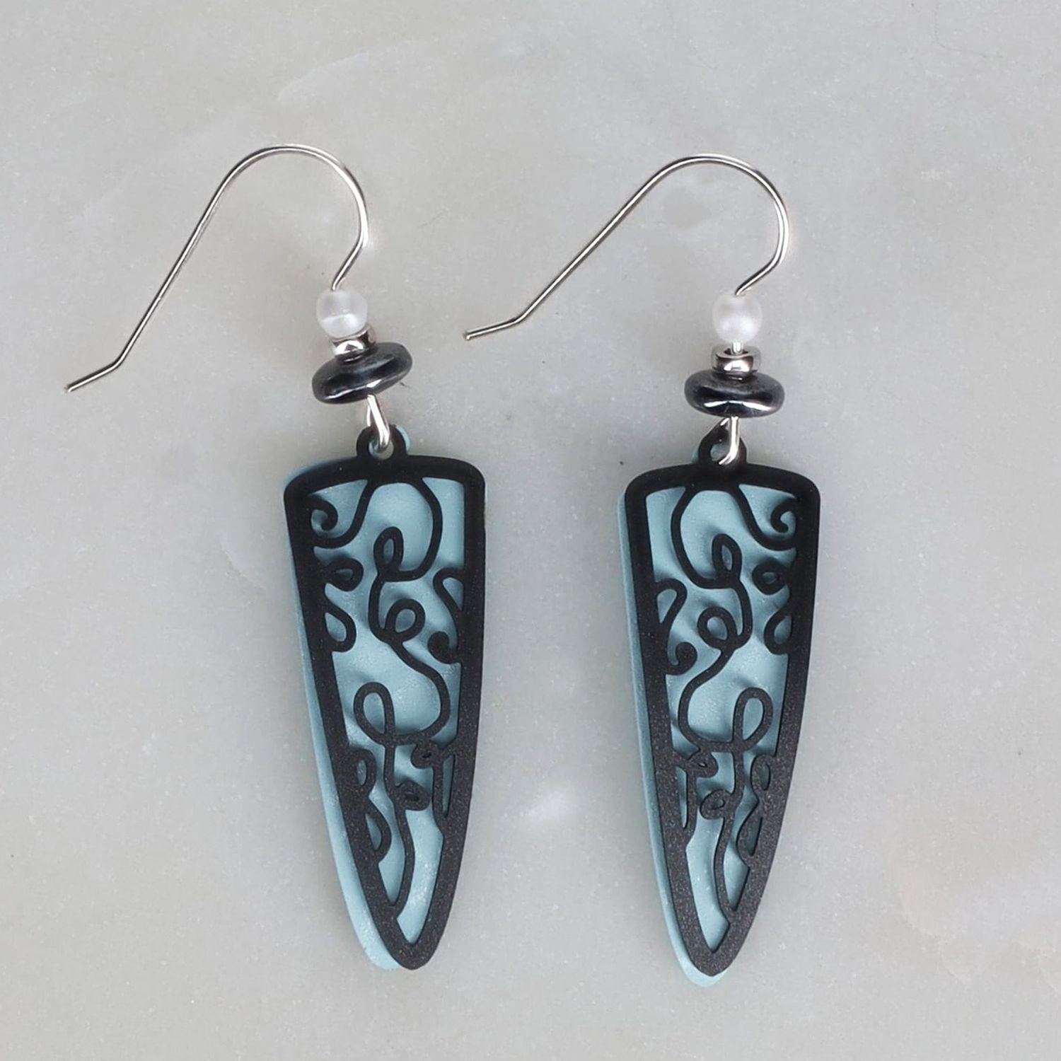 Aqua Trowel Swirls Earrings