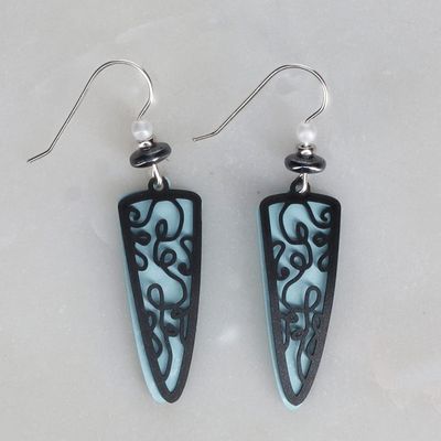 Aqua Trowel Swirls Earrings