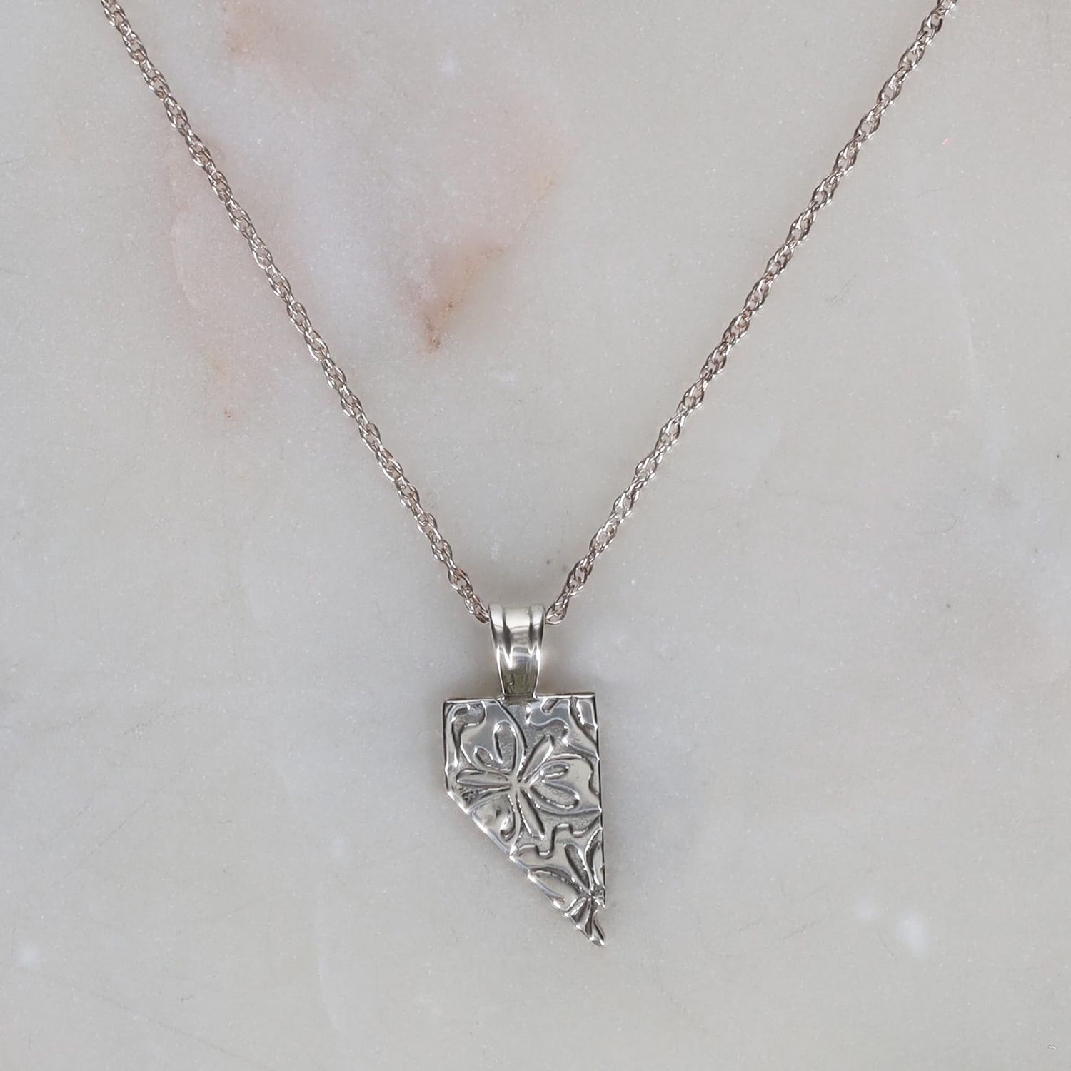 Nevada Floral Print Silver Necklace