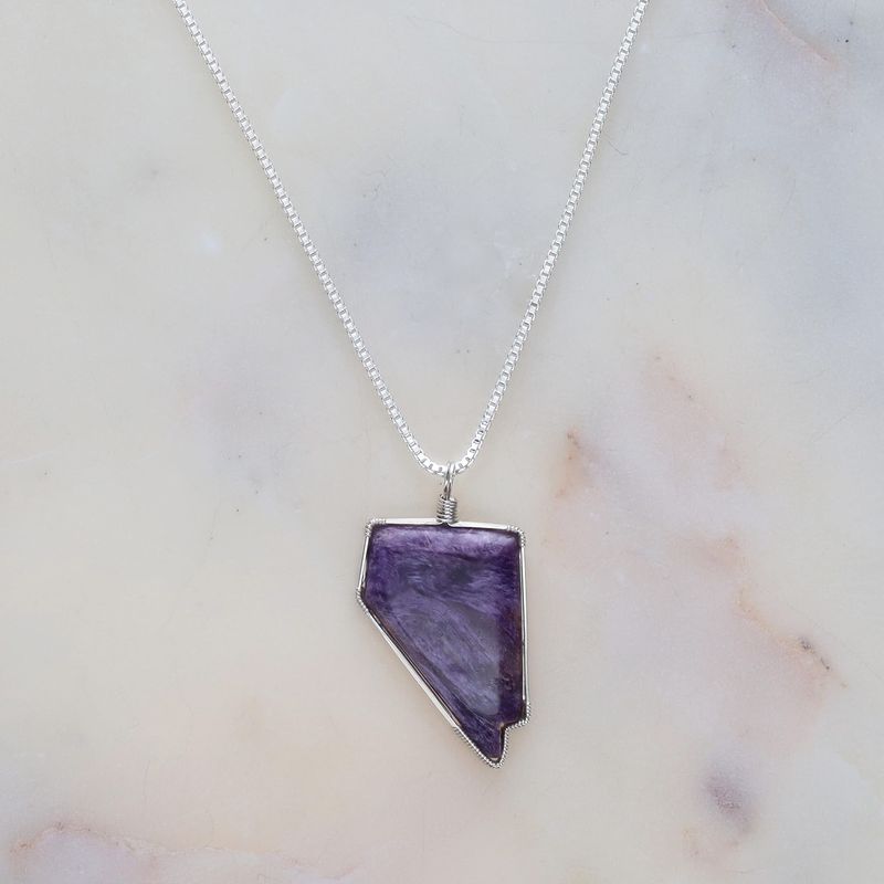 Charoite Pendant | 18" Box Chain
