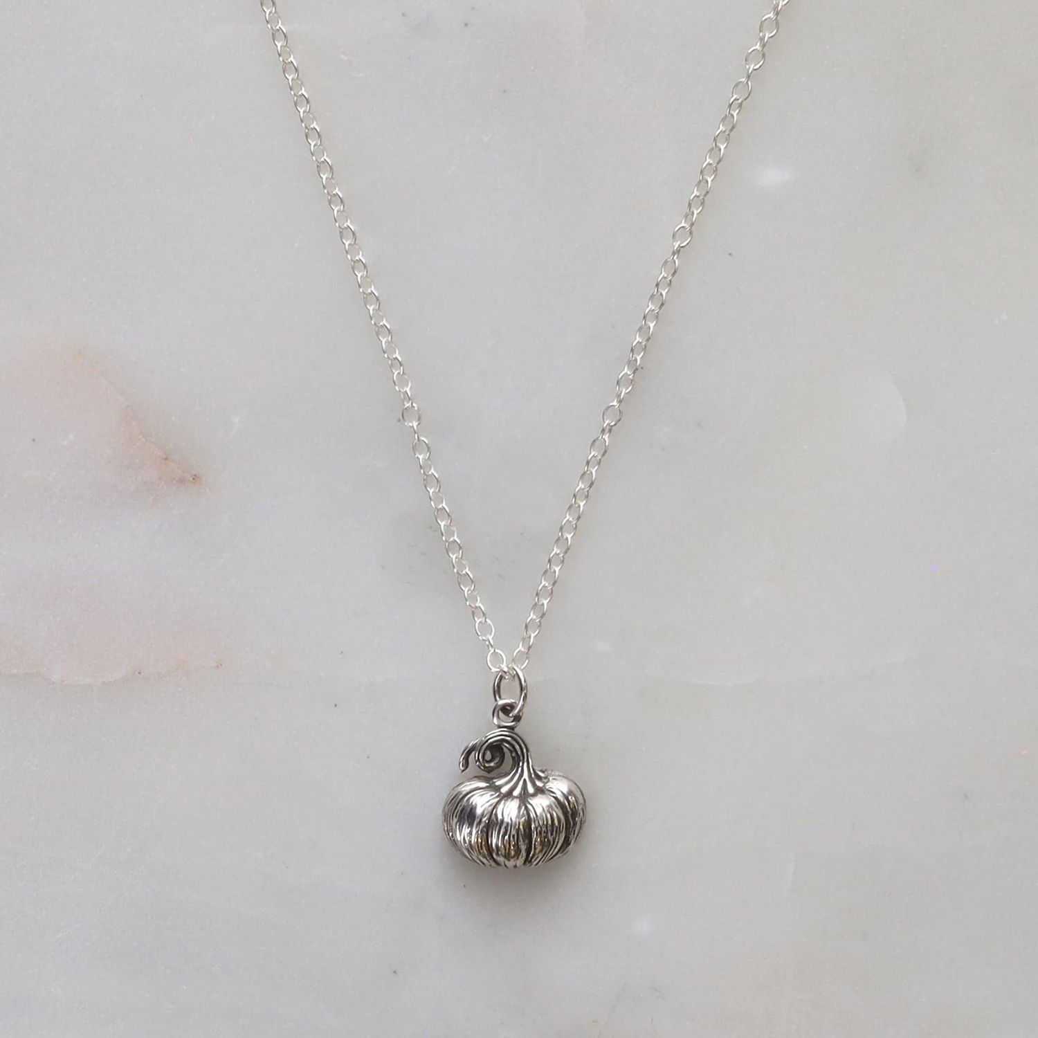 Silver Pumpkin Necklace