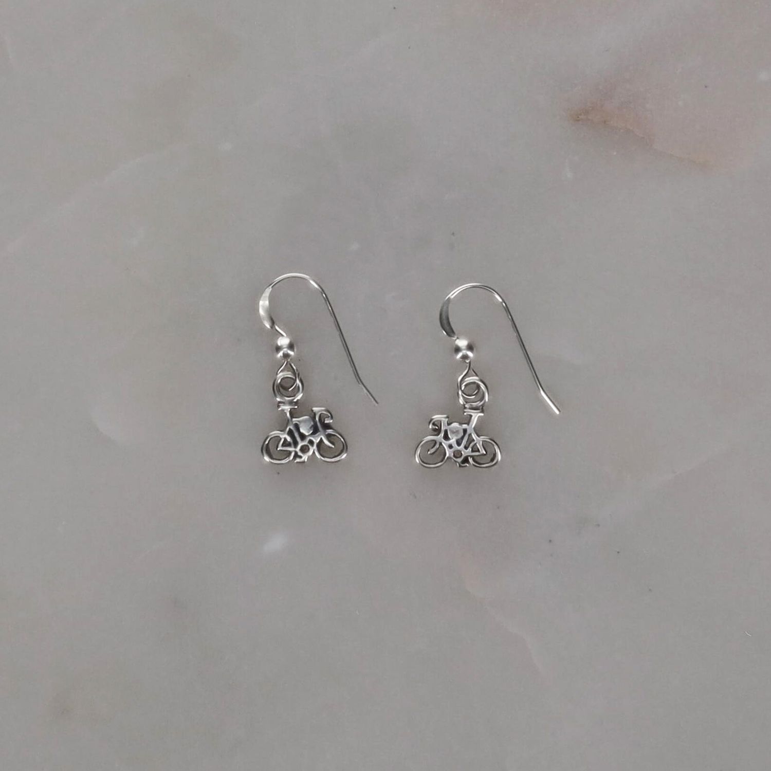 Sterling Silver Bicycle Dangle Earrings