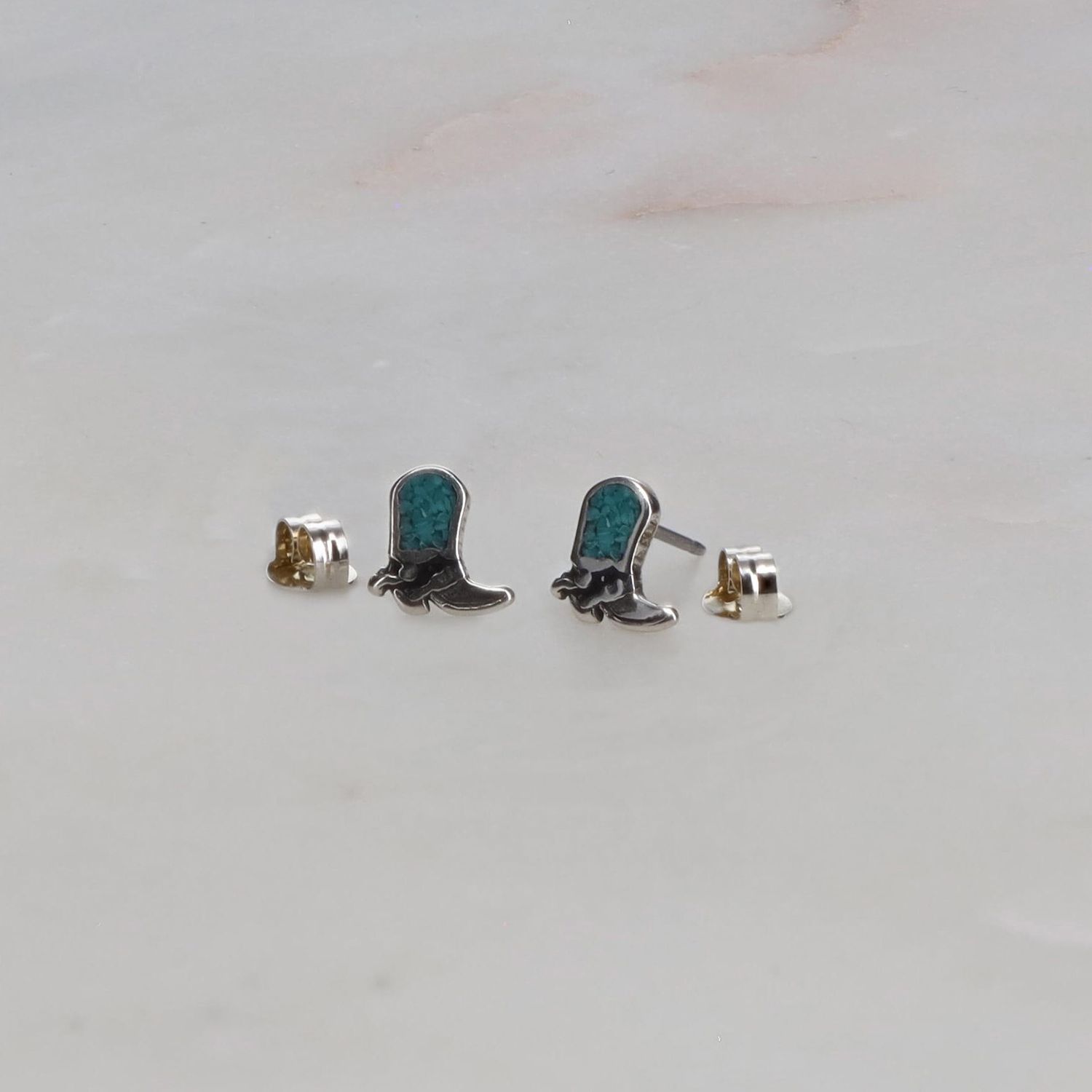 Cowboy Boot w/ Turquoise Inlay Earrings