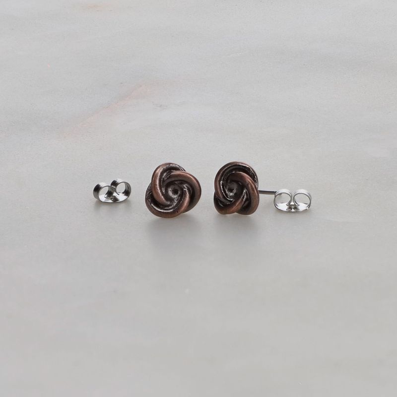 Copper Knot Post Earrings