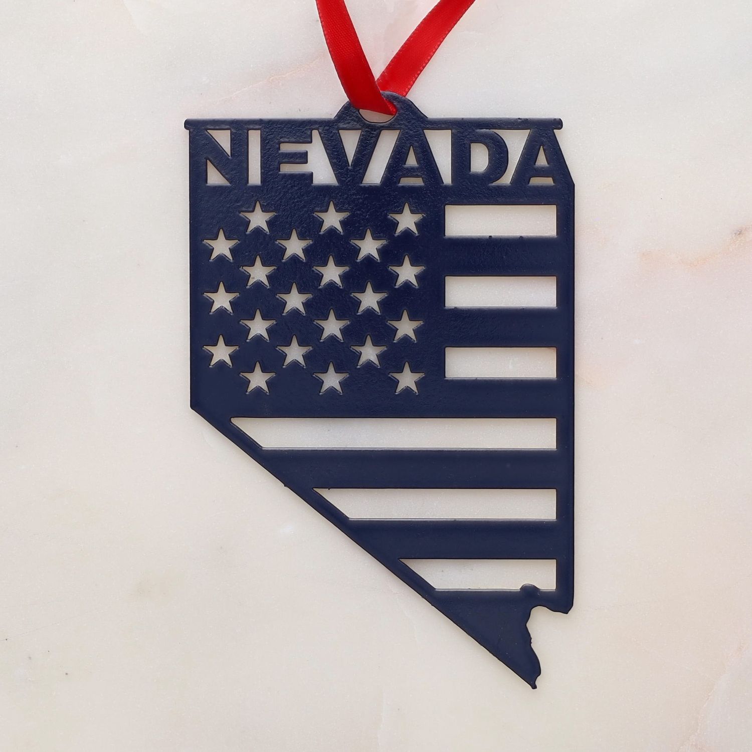 Nevada American Flag Metal Ornament BLUE 4"