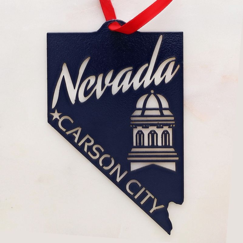Carson City Metal Ornament BLUE 4"