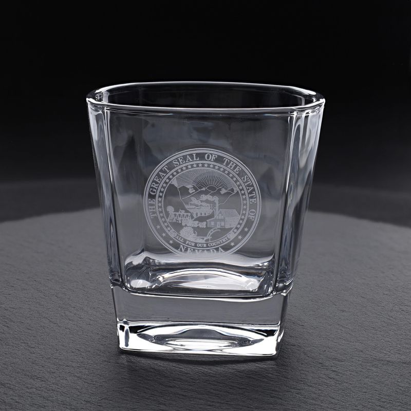 State Seal True Square Rocks Glass