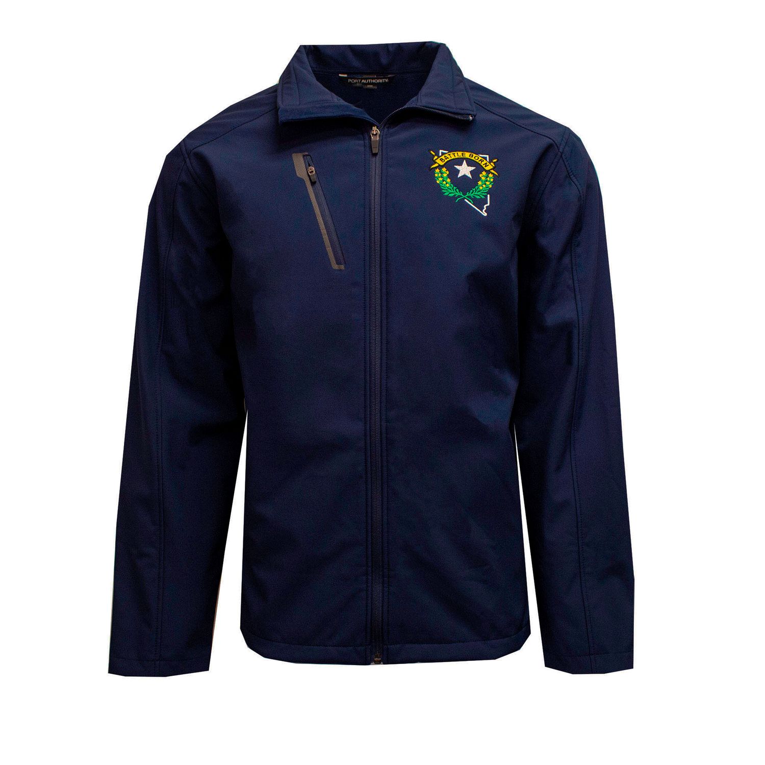 Nevada Outline Battle Born Soft Shell Jacket | Navy, Size: Small