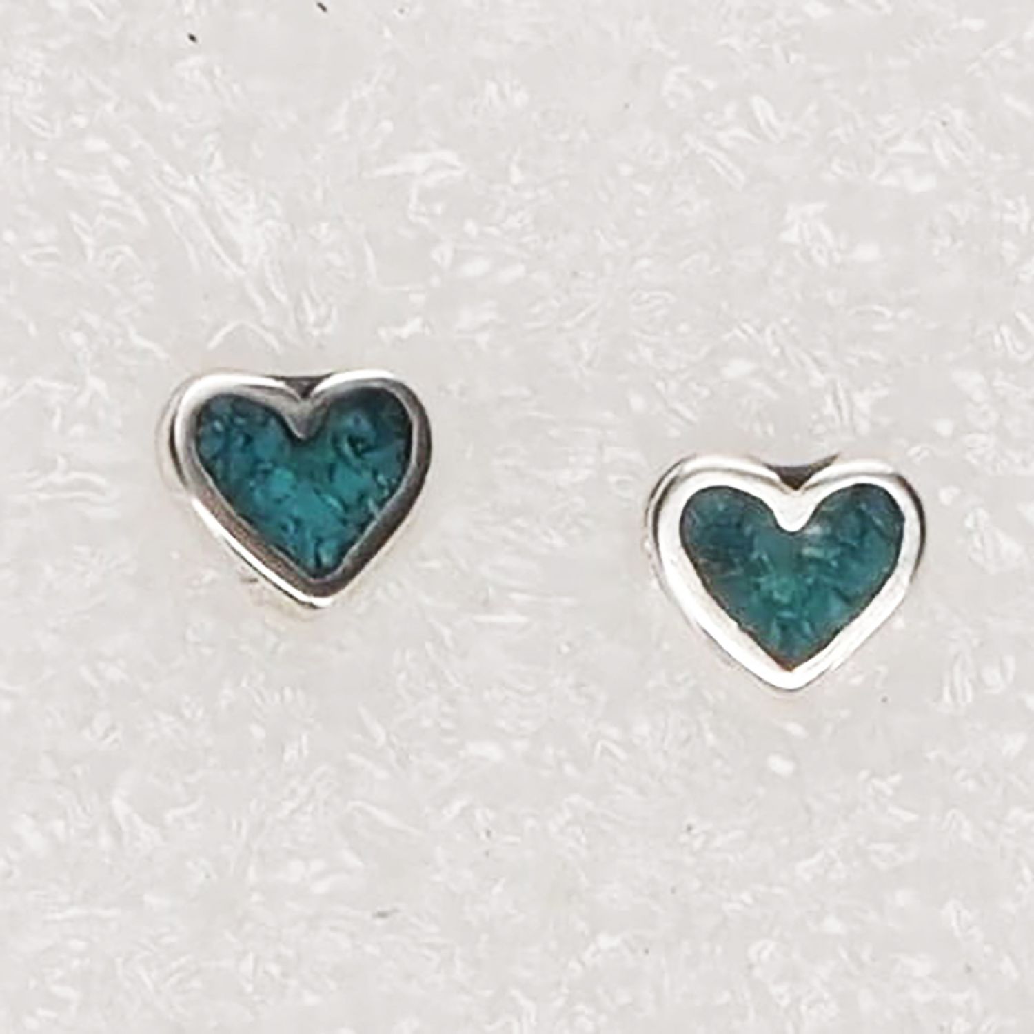Silver &amp; Turquoise Heart Post Earrings