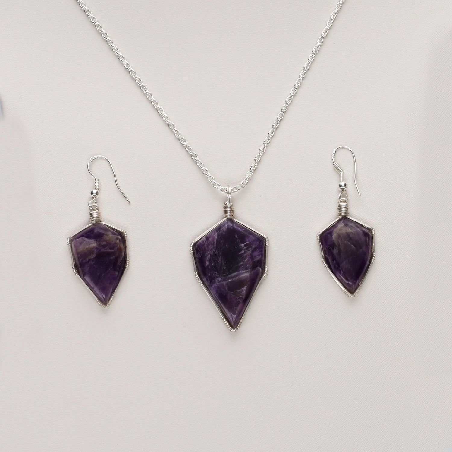 Chevron Amethyst Jewelry Set