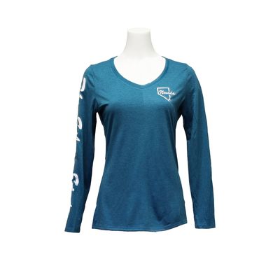Silver State Long Sleeve V-Neck | Teal w/ Glitter