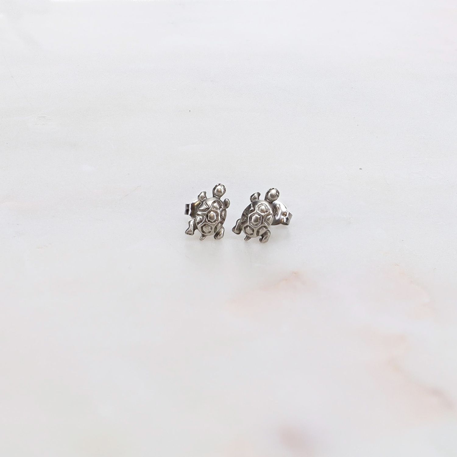 Silver Turtle Post Earrings