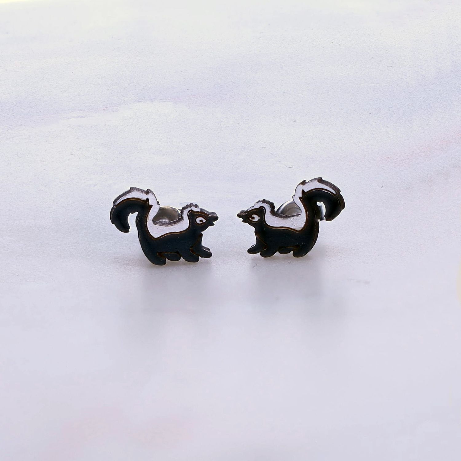 Skunk Wood Stud Earrings