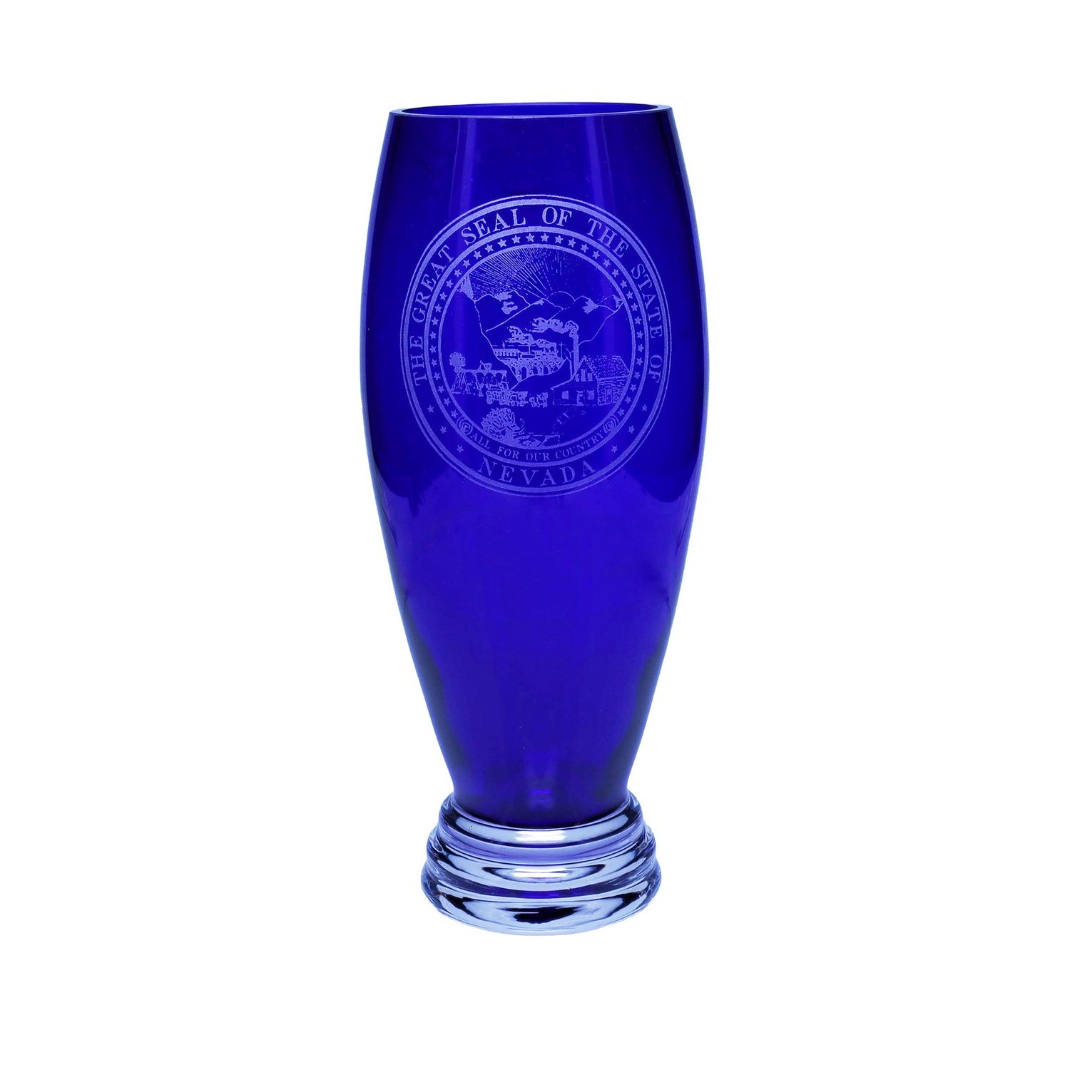 Cobalt Glass Vase | Nevada State Seal