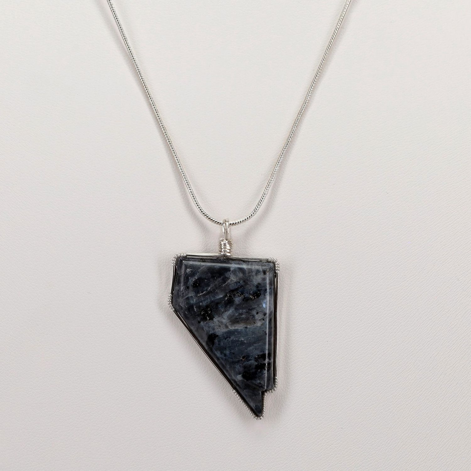 Larvikite Pendant | 18" Snake Chain