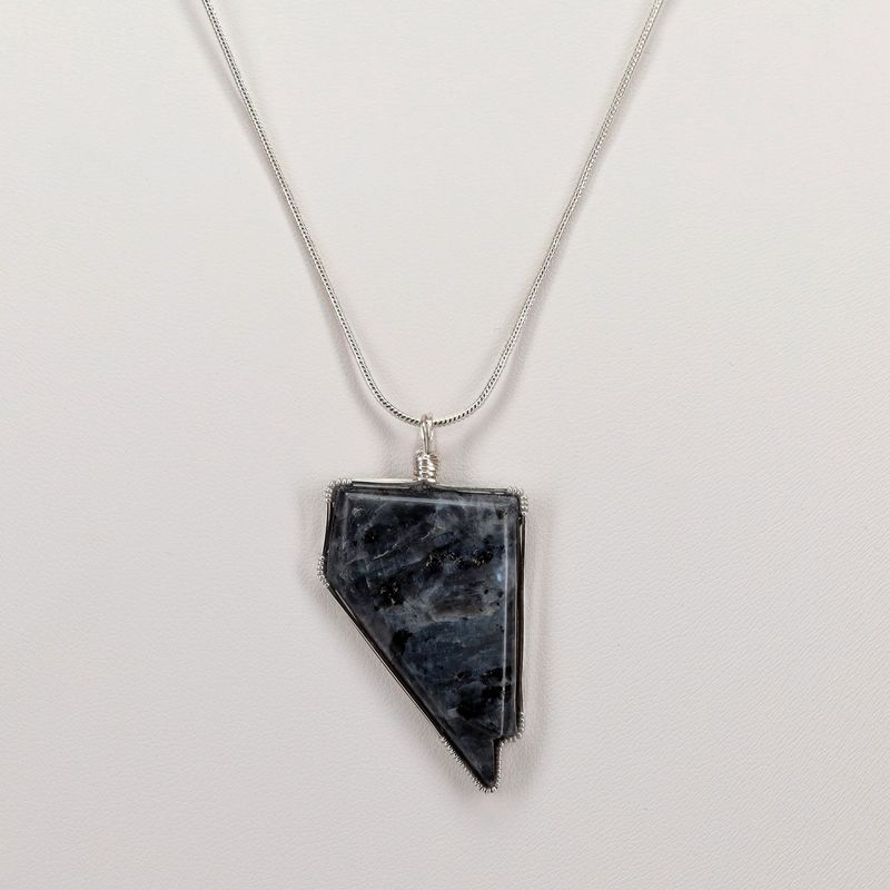 Larvikite Pendant | 18" Snake Chain