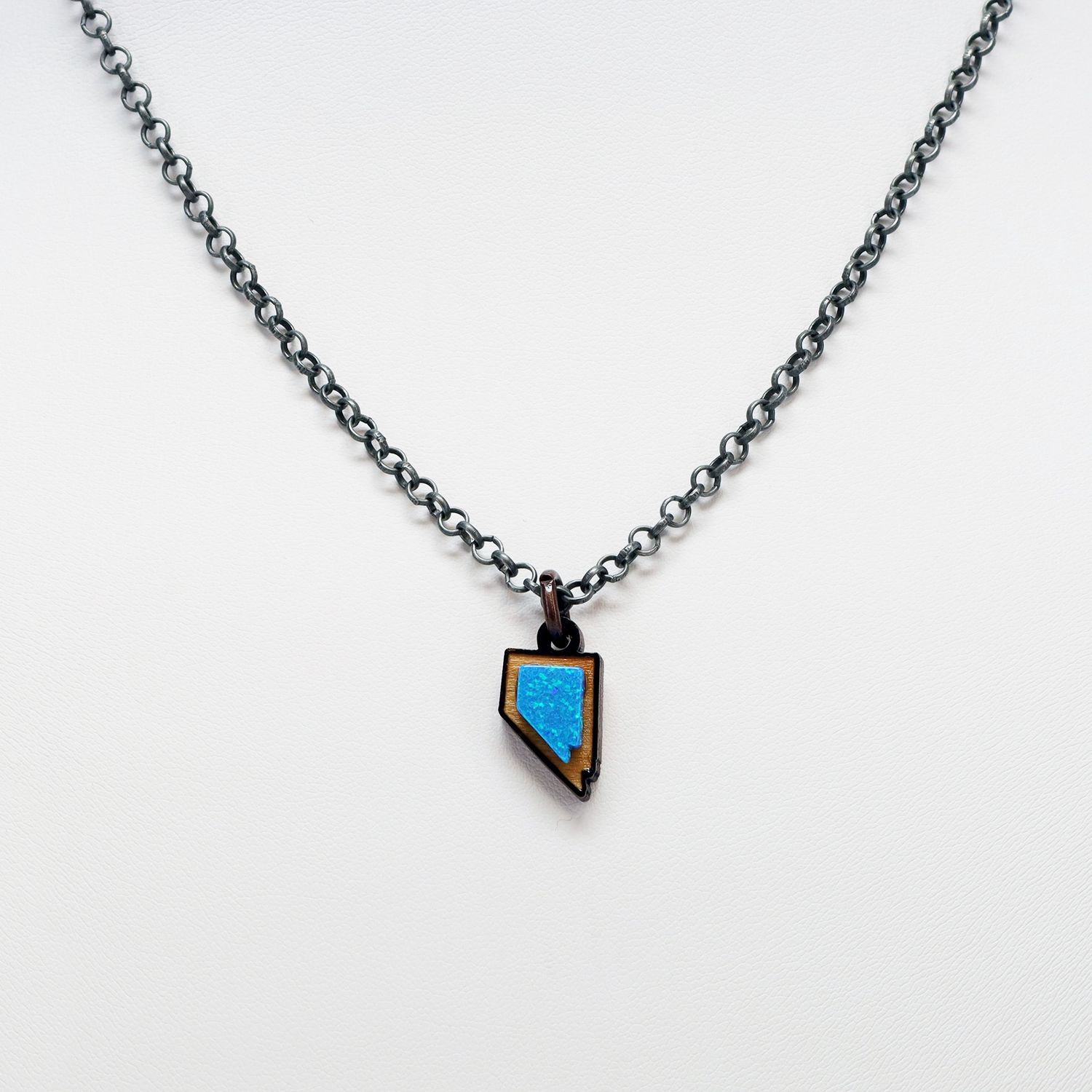 Nevada Opal &amp; Wood Necklace - BLUE