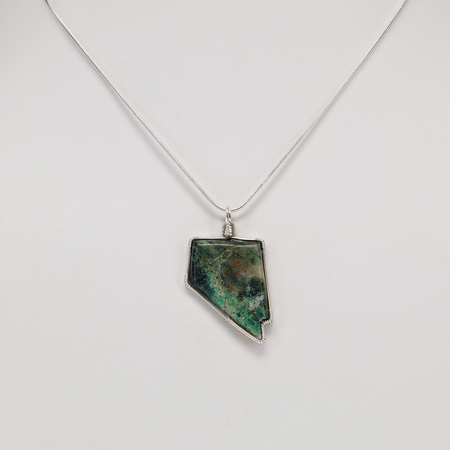 Lone Mt. Turquoise Pendant | 18" Silver Chain