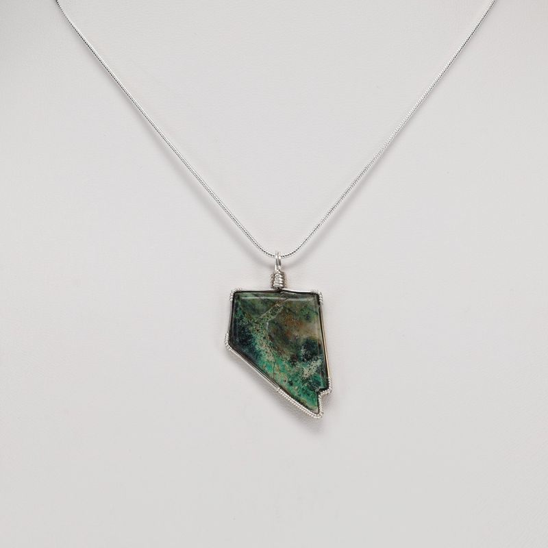 Lone Mt. Turquoise Pendant | 18" Silver Chain