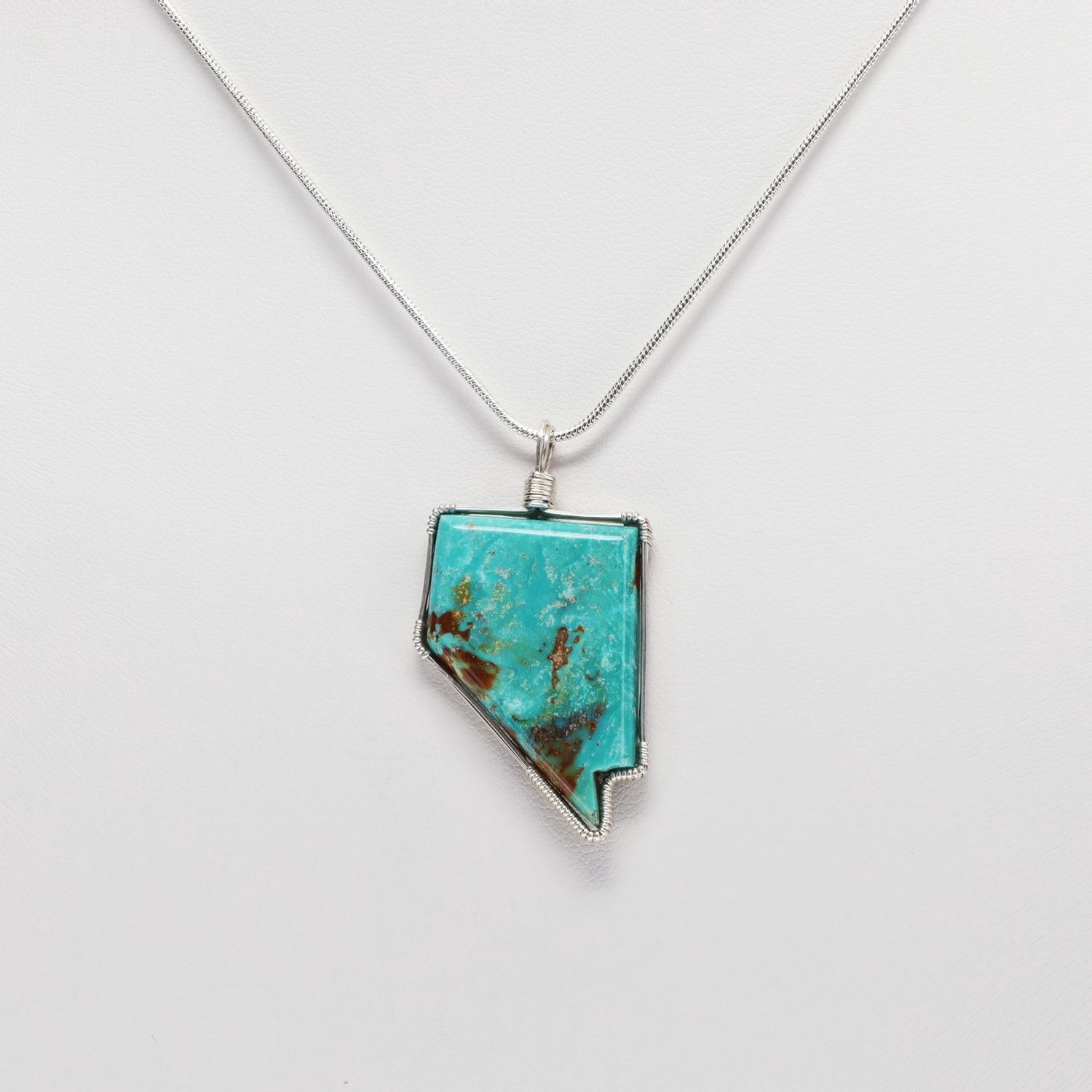 Nevada Shaped Pendant | Turquoise 18" Chain