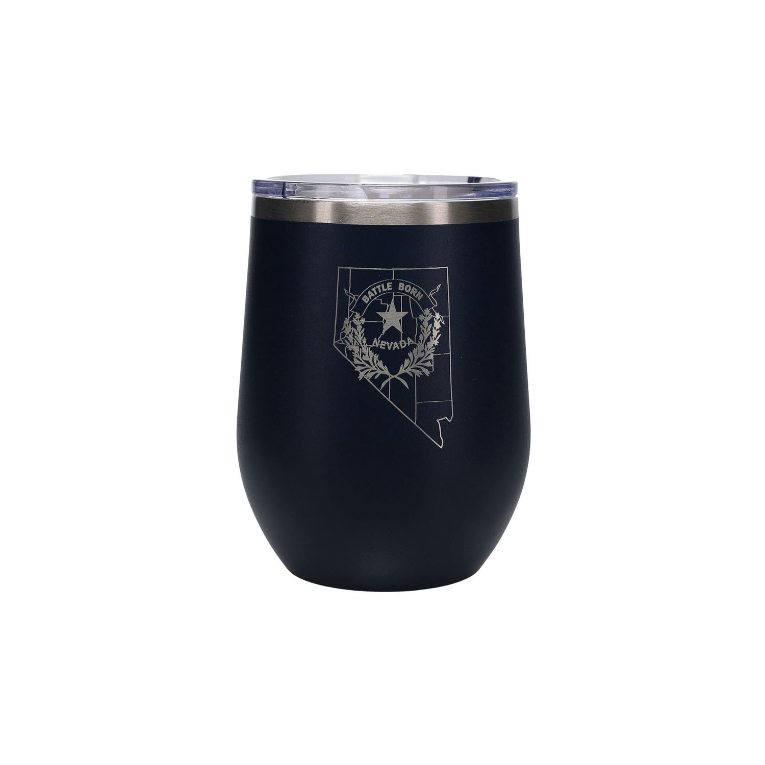 Battle Born Stemless Wine Glass w/ Lid | Navy