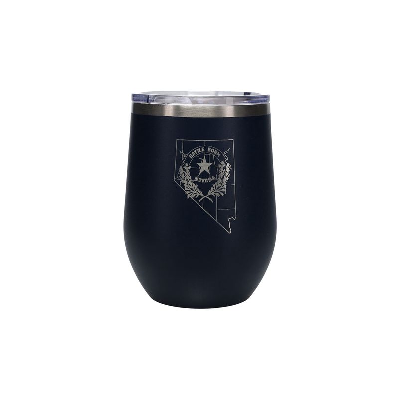 Battle Born Stemless Wine Glass w/ Lid | Navy