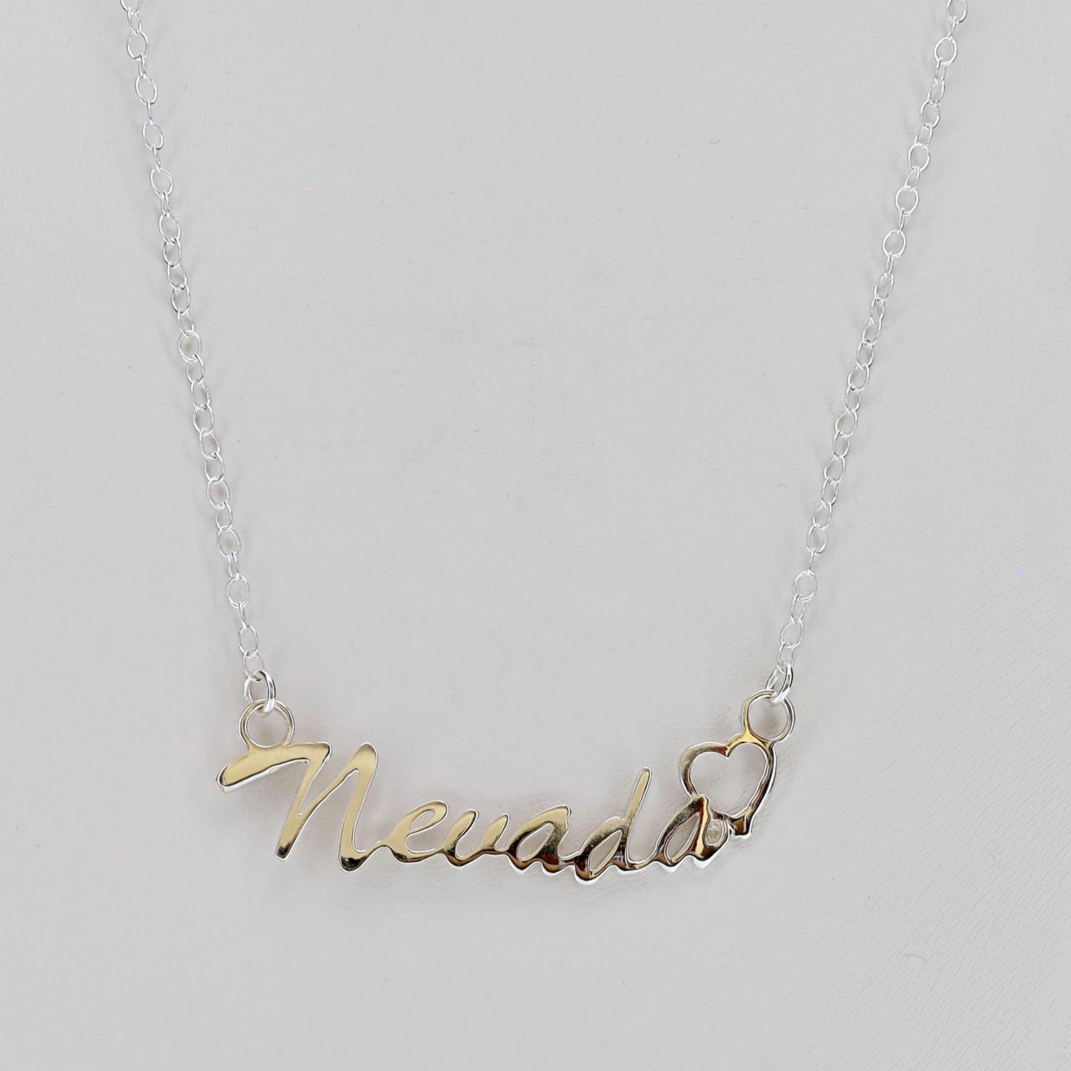 Silver Nevada Script Necklace