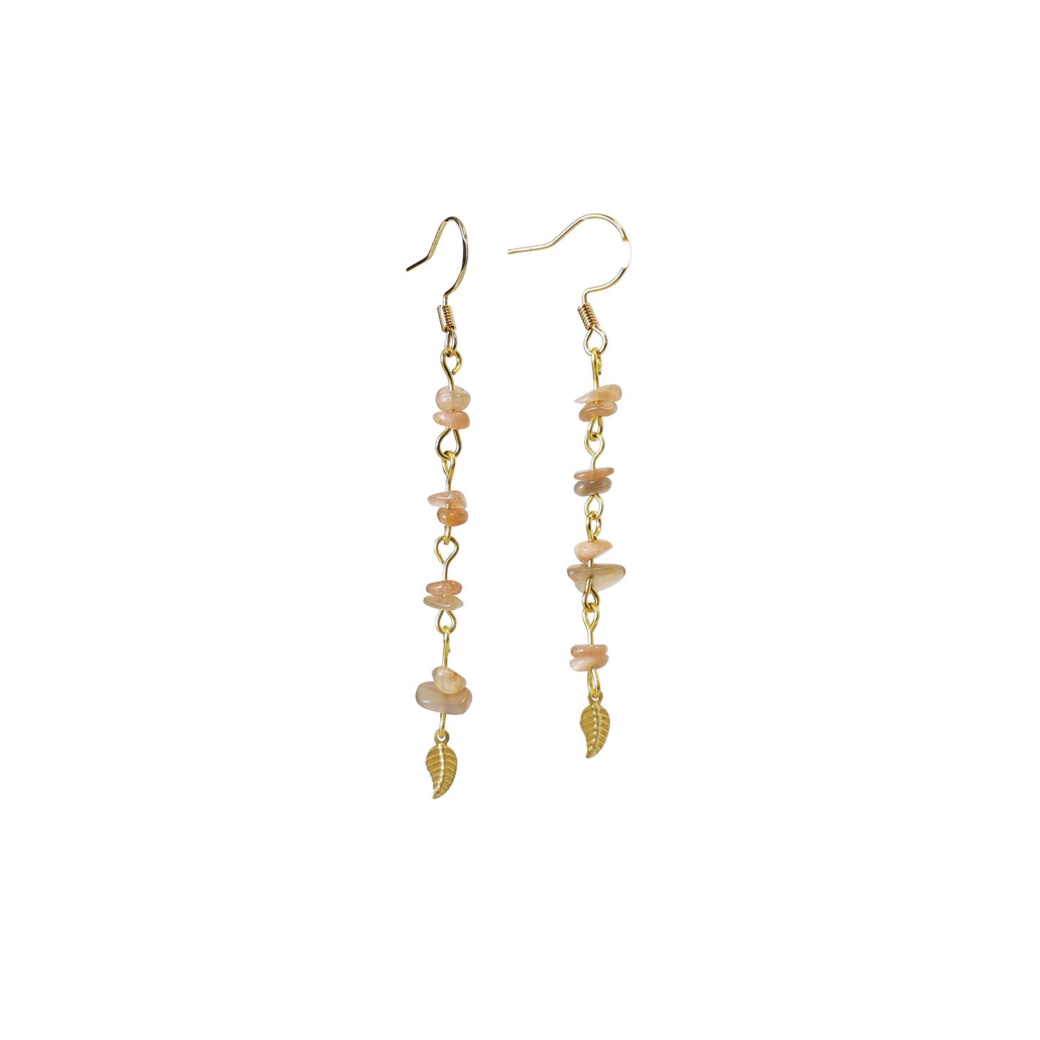 Beaded Golden Leaf Earrings