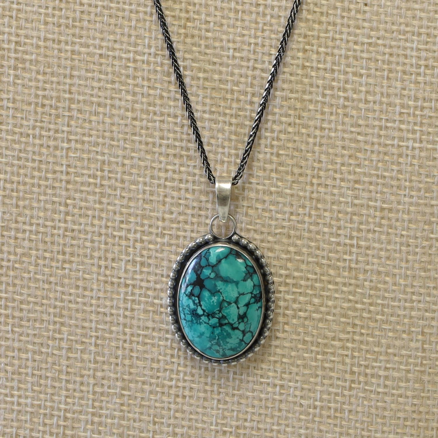 Spiderweb Turquoise Pendant | 20" Chain