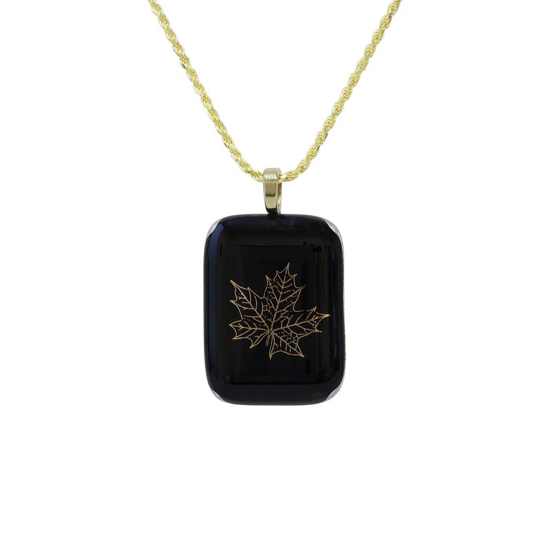 Black Glass Pendant w/ 24" Rope Chain