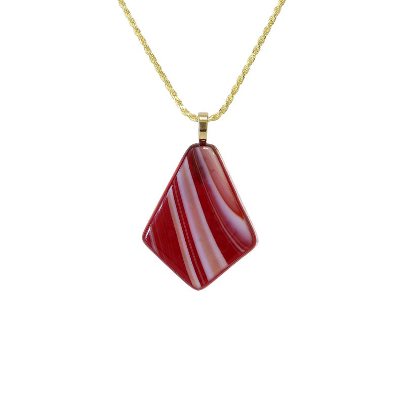 Red Glass Pendant w/ 24" Rope Chain
