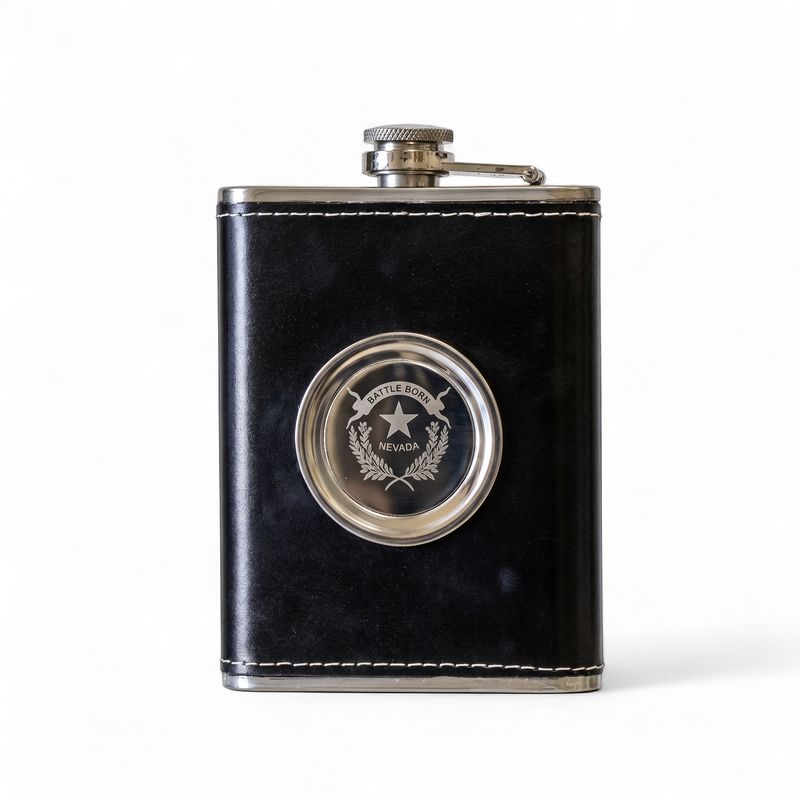Battle Born Flask w/ Shot Glass