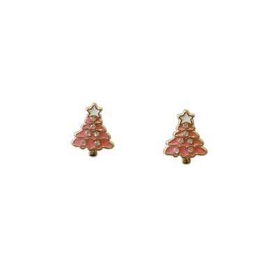 Pink Christmas Tree Stud