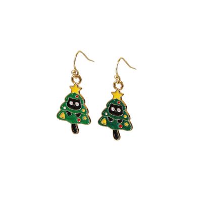 Mischievous Tree Cat Dangle Earrings