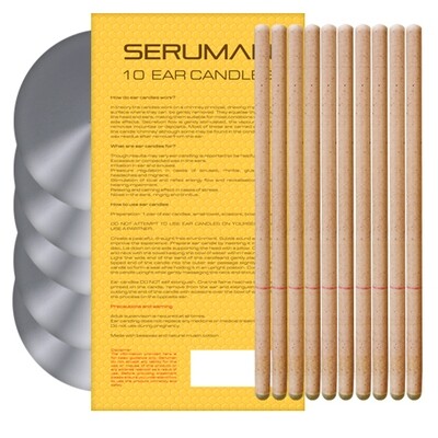 Natural, straight shaped Seruman Therapeutics Beeswax Ear Candles, 5 pairs