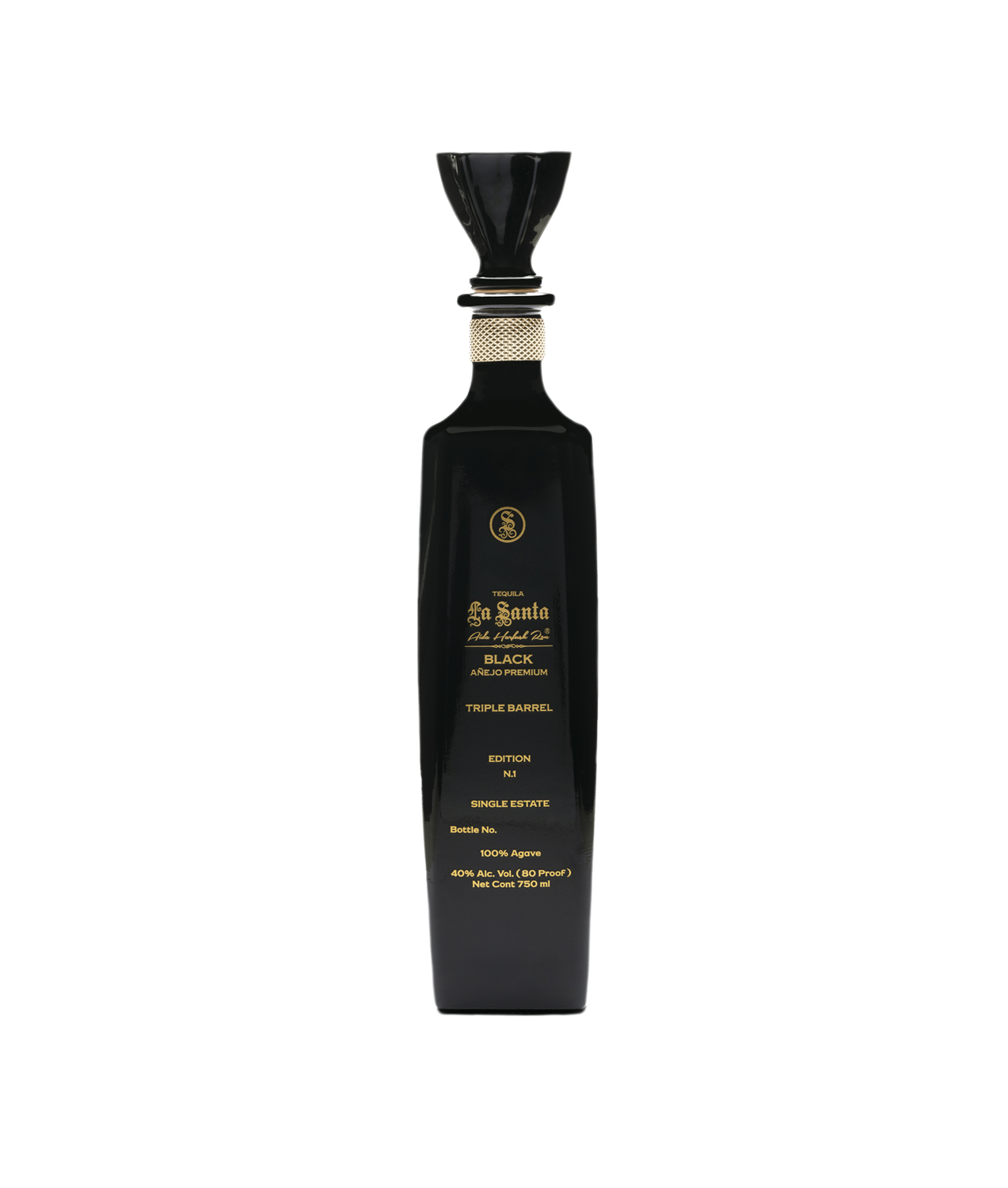 TEQUILA LA SANTA BLACK AÑEJO TRIPLE BARRICA