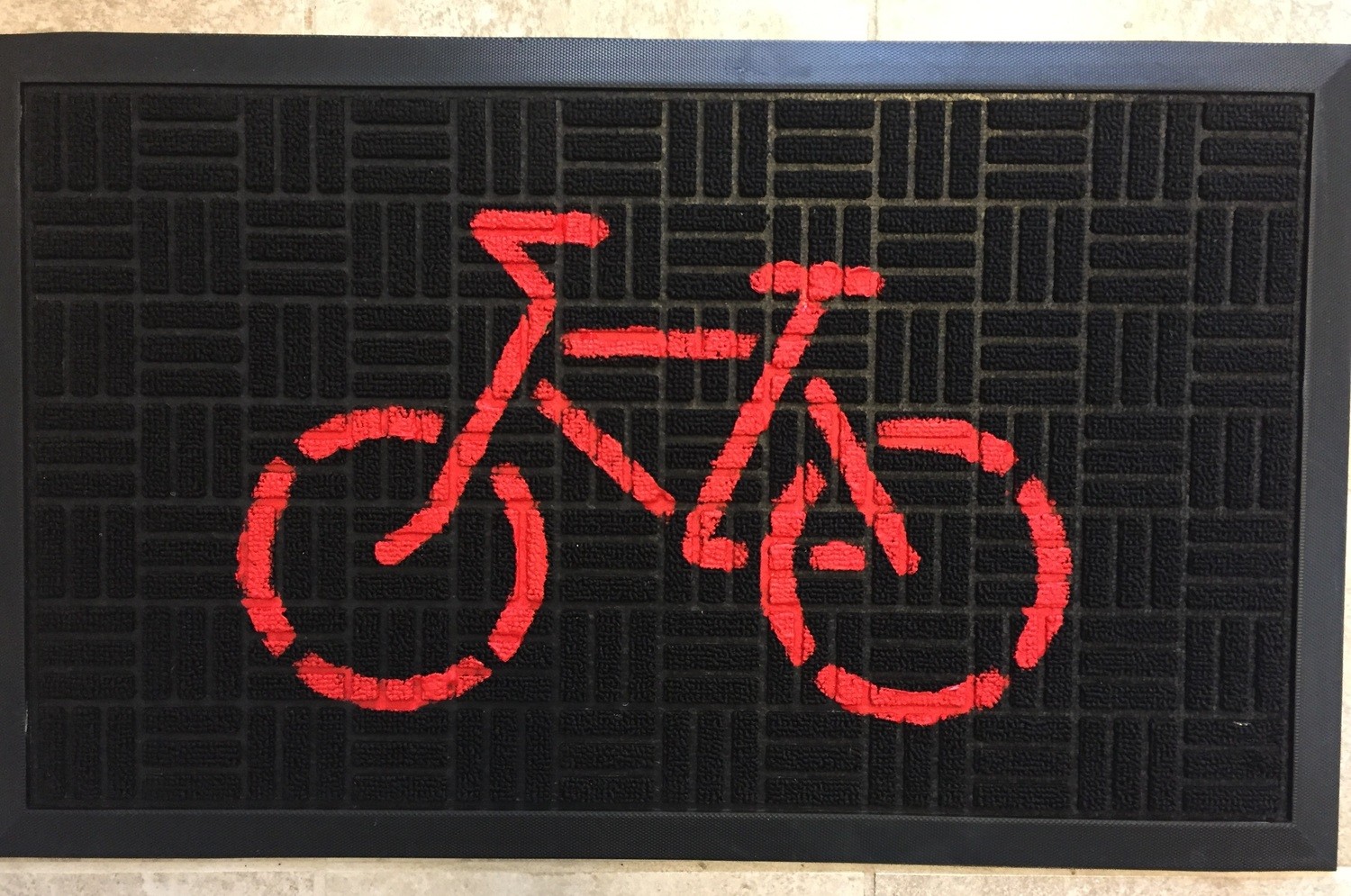 Bicycle Doormat - Red on Black