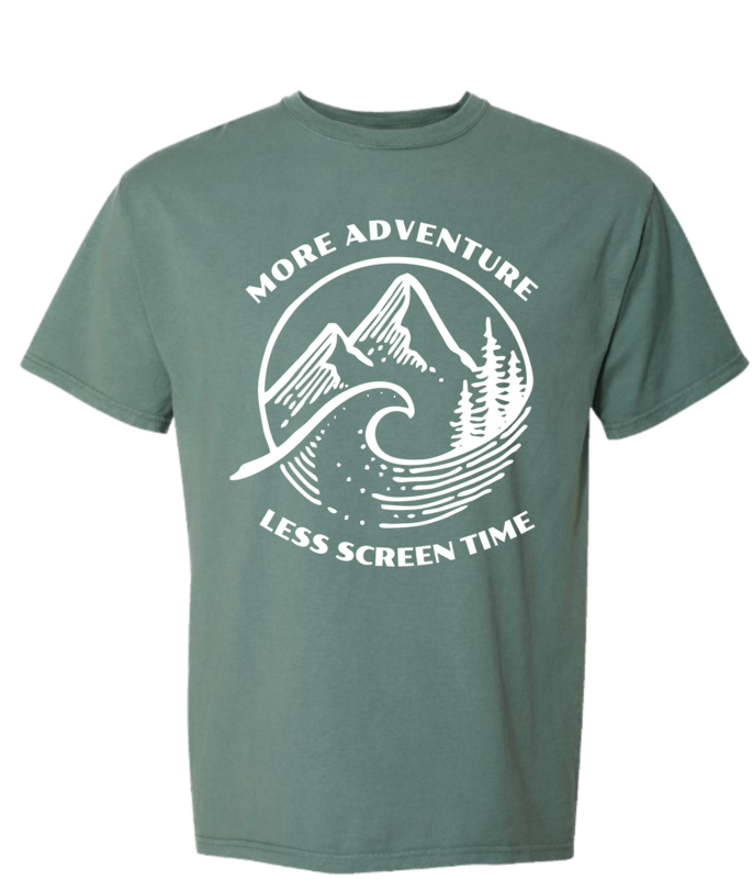 MORE adventure LESS screentime Tee, Green