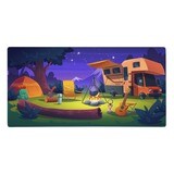 This mat will be fun if your child likes camping in the RV. Features a bright orange RV &amp; tent nestled in the woods surrounded by starry moonlit mountains.