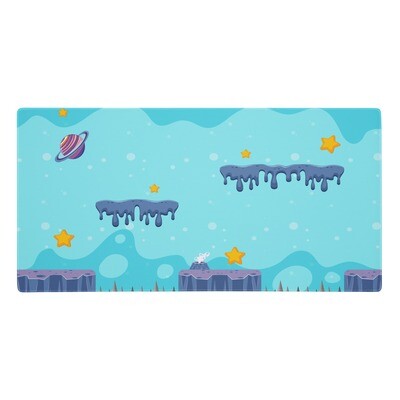 video games &amp; planets child can collect golden stars in an aqua &amp; purple outer space world