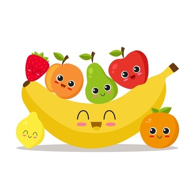 white black blue pink red yellow orange green strawberry pear apple lemon banana tee shirt baby cute kawaii fruit smile smiley happy fun 