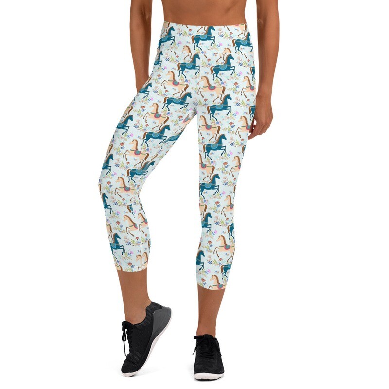 Women YOGA CAPRI leggings - dancing horses