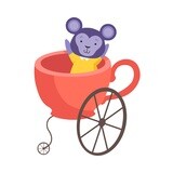 white black blue pink orange purple yellow teacup carriage animal animals monkey mouse bear tee shirt