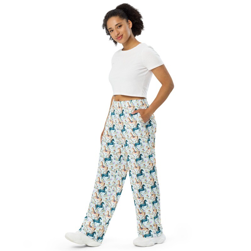 Women Wide~Leg PANTS - dancing horses