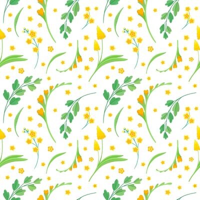 watercolor cute pretty little flowers hearts yellow green orange white black