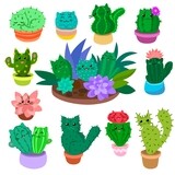 cactus cats cute kitty kitten adorable unique creative fun funny colorful blue green pink orange purple teal magenta red peach