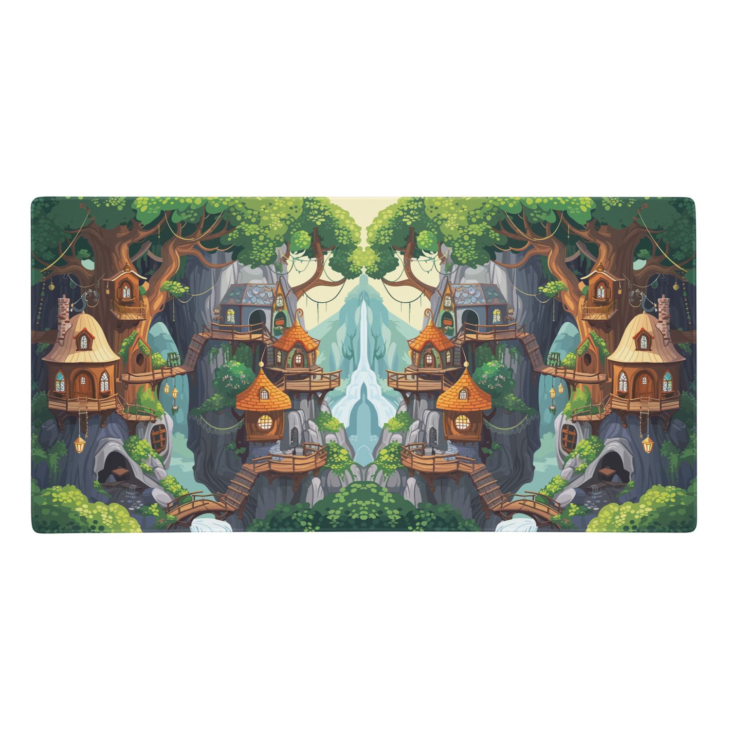 cute fun tree house forest mountain waterfall whimsical mystical mythical magical fantasy artistic creative unique different