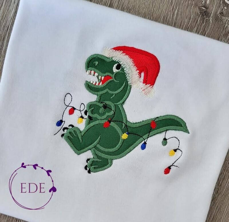 Dino Rex Covered in Christmas Lights