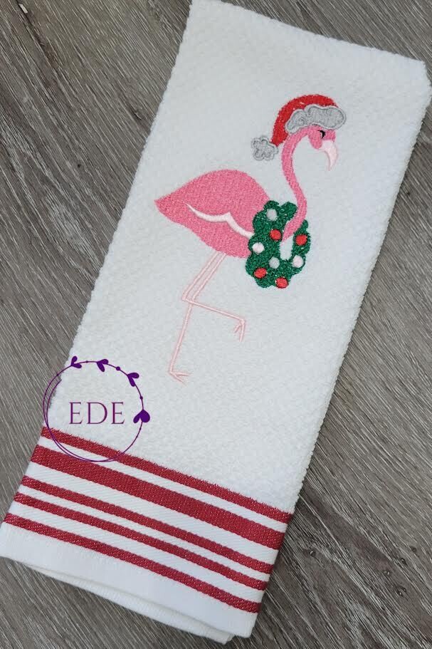 Flamingo Christmas Kitchen Towel